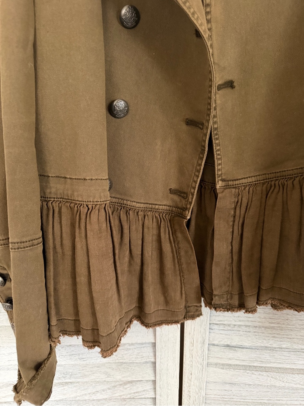 Free People Brown Military Peplum Jacket - Size M - Picture 5 of 7